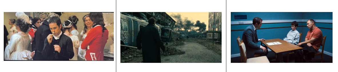 Stills from Pride and Prejudice, Children of Men, and Adolescence